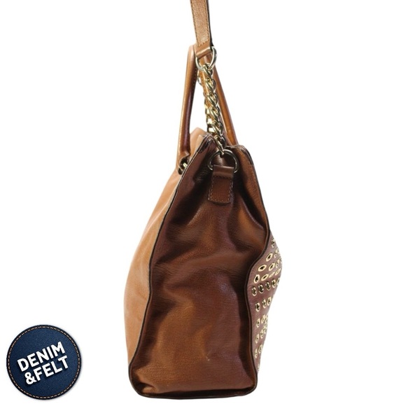 MICHAEL KORS HAMILTON GROMMET TAN/BROWN LEATHER SATCHEL SHOULDER HANDBAG | EUC🤎 - Picture 4 of 16